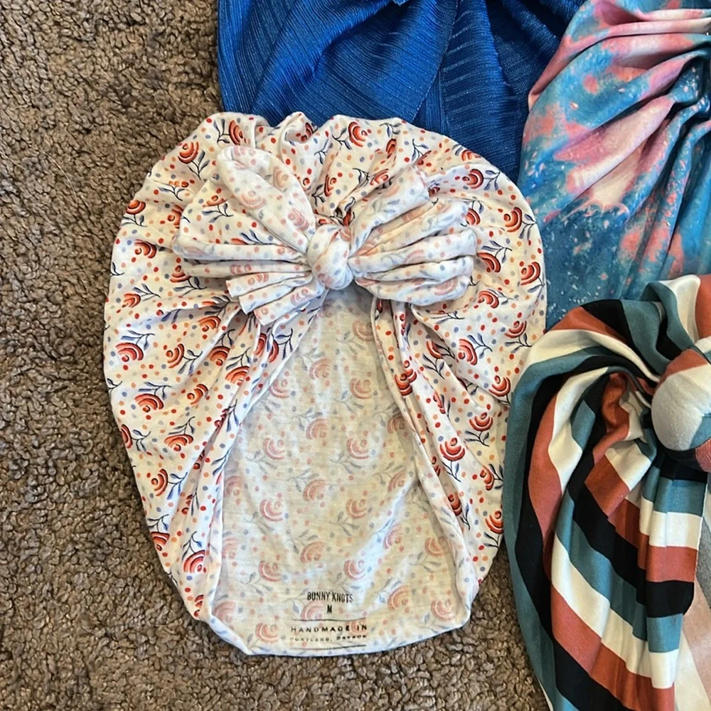 Bunny knots toddler turbans size medium ages 1-4 bundle of 5!